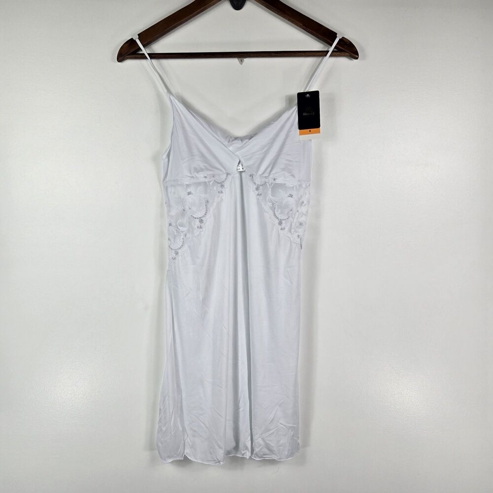 Wacoal Women's Small White Chemise Cutout Lace Metallic 811379 NWT